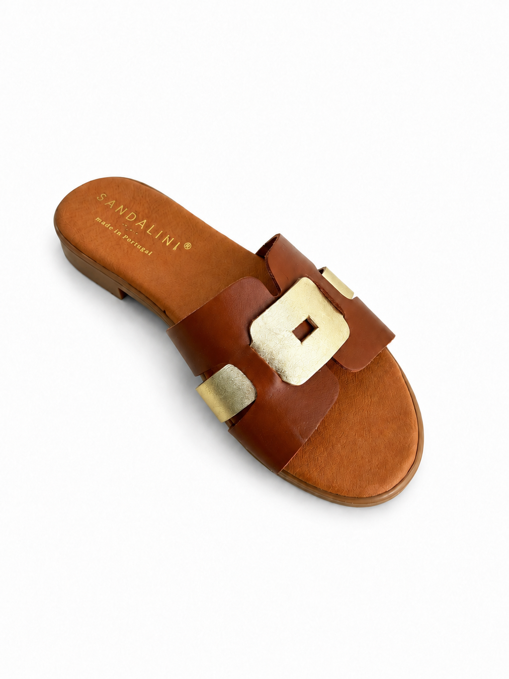 Chinelo Camel com Detalhes Dourados