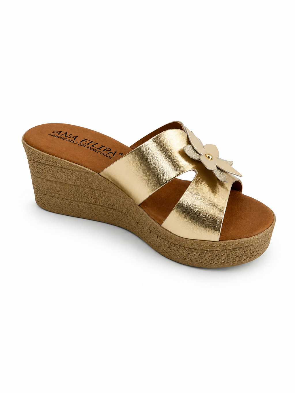 Chinelo Dourado com Flor