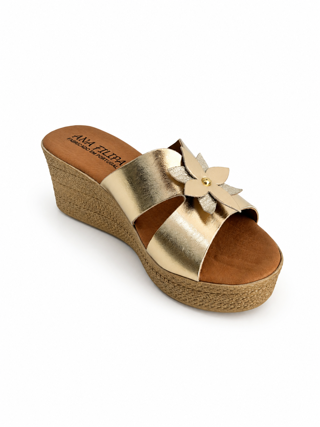 Chinelo Dourado com Flor