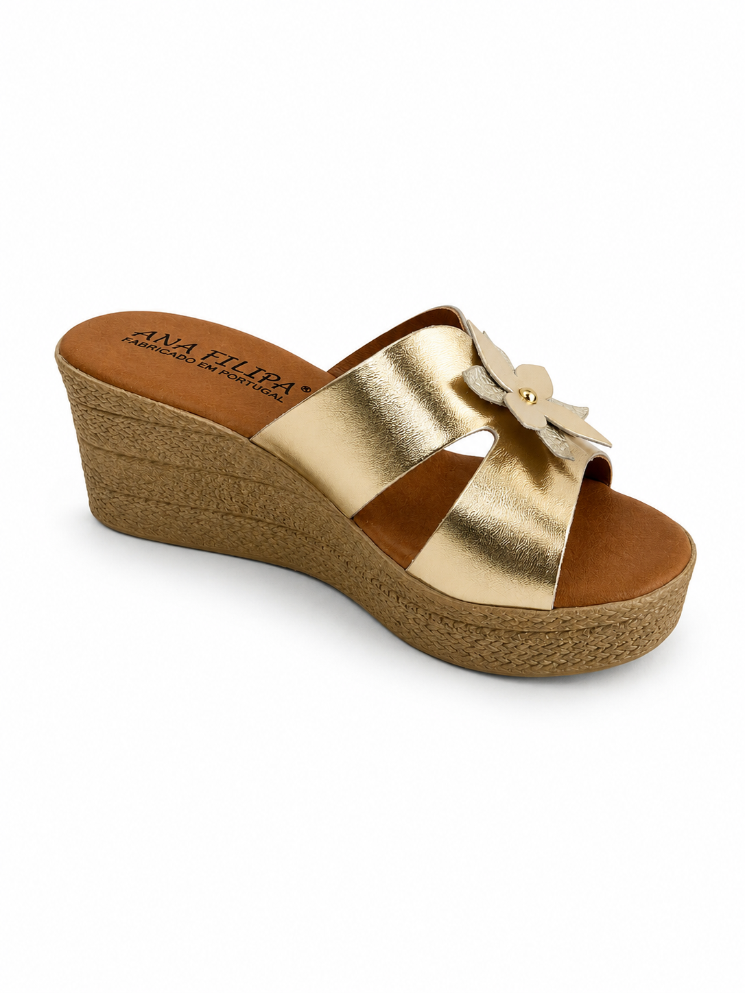 Chinelo Dourado com Flor