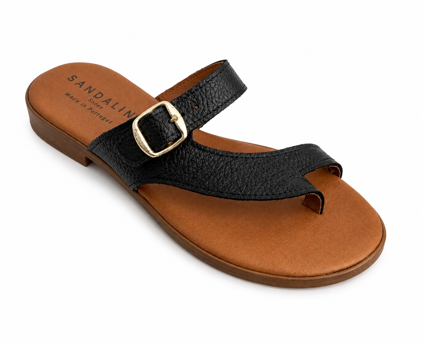 Chinelo com fivela dourada